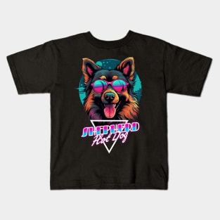 Retro Wave Shepherd Hot Dog Shirt Kids T-Shirt